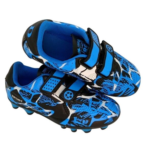 Simanlan Sport Boys Blue & Black Camo Soccer Cleats - 12T - Picture 1 of 6